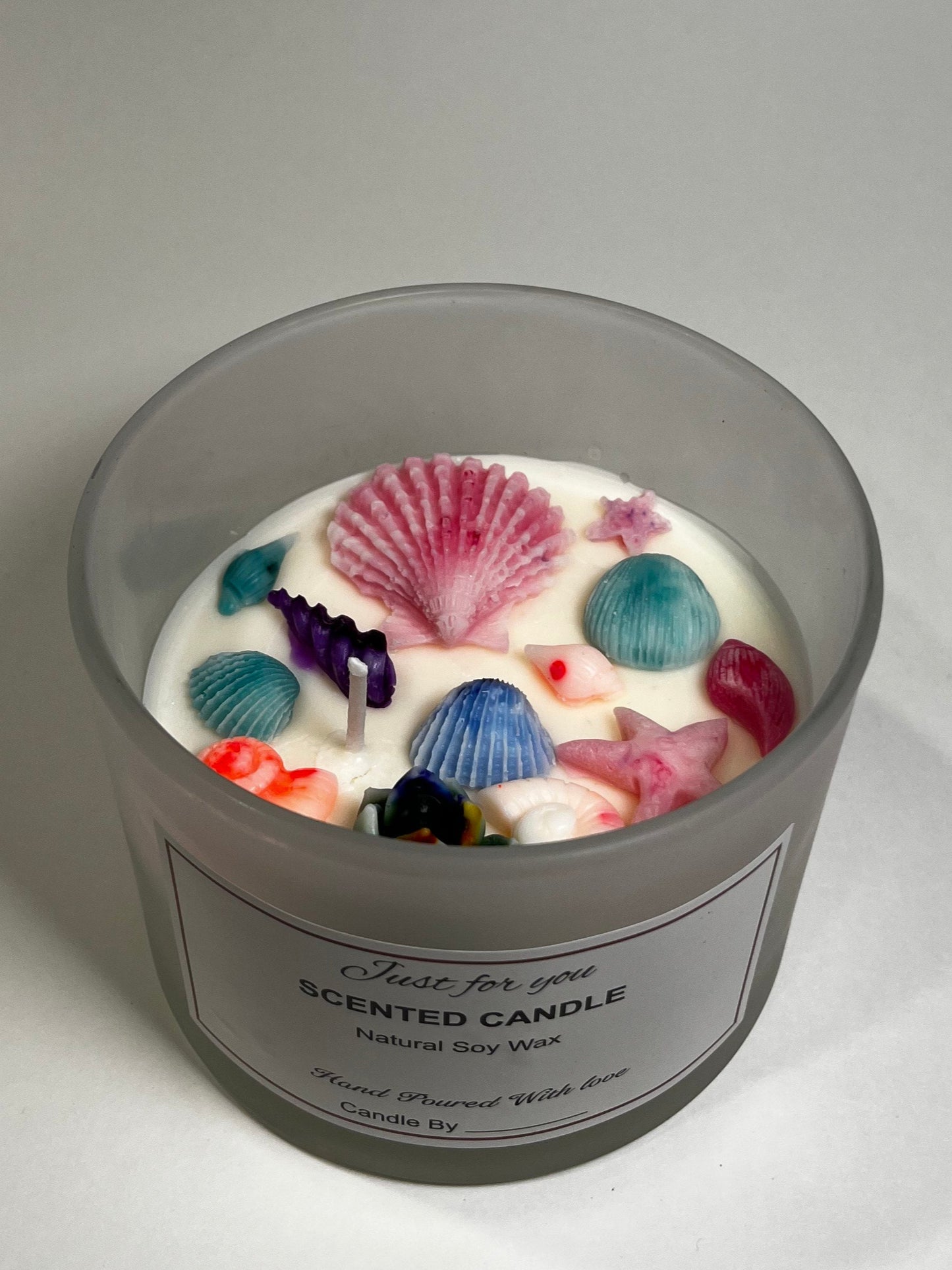 Summer sea themed homemade candle